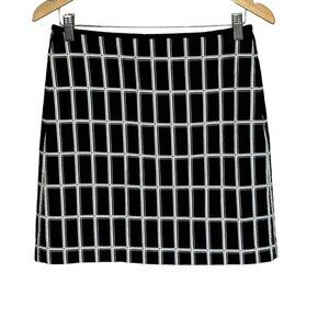 Loft Ann Taylor Skirt 2 Short Mini Pencil Straight Black & White Plaid